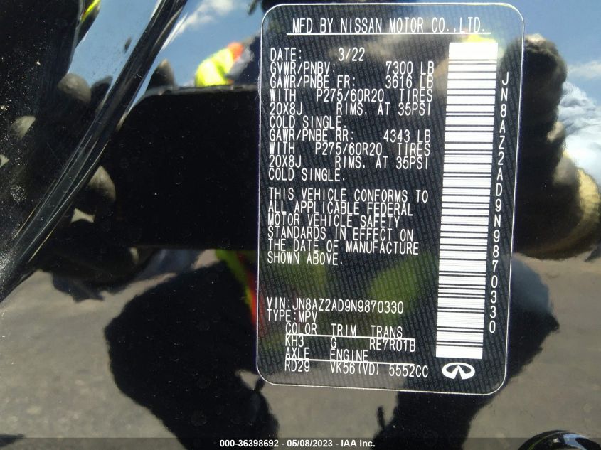 2022 INFINITI QX80 LUXE - JN8AZ2AD9N9870330