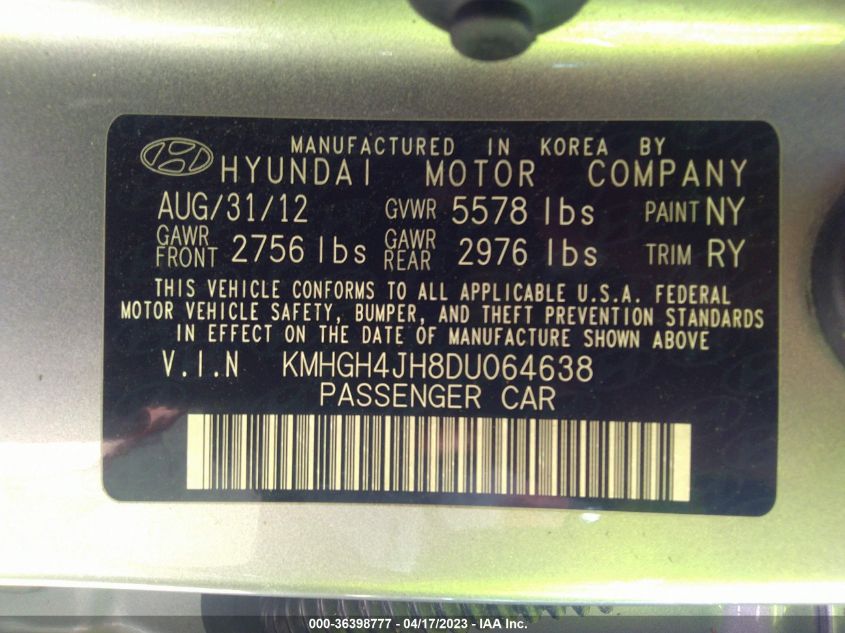 2013 HYUNDAI EQUUS SIGNATURE KMHGH4JH8DU064638