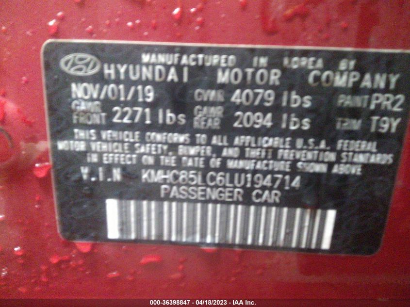 2020 HYUNDAI IONIQ HYBRID SEL - KMHC85LC6LU194714