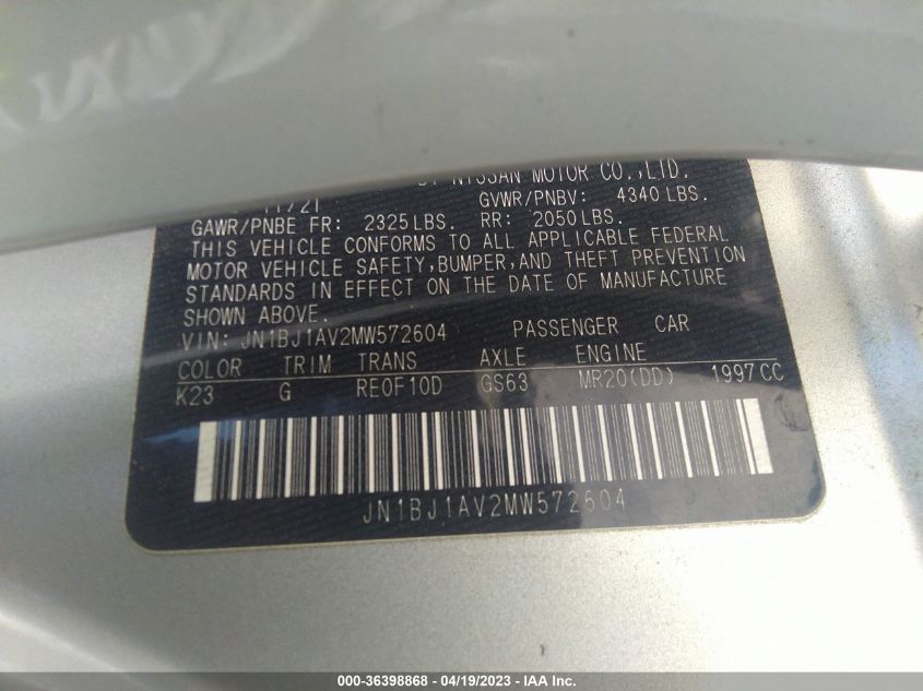 2021 NISSAN ROGUE SPORT S - JN1BJ1AV2MW572604