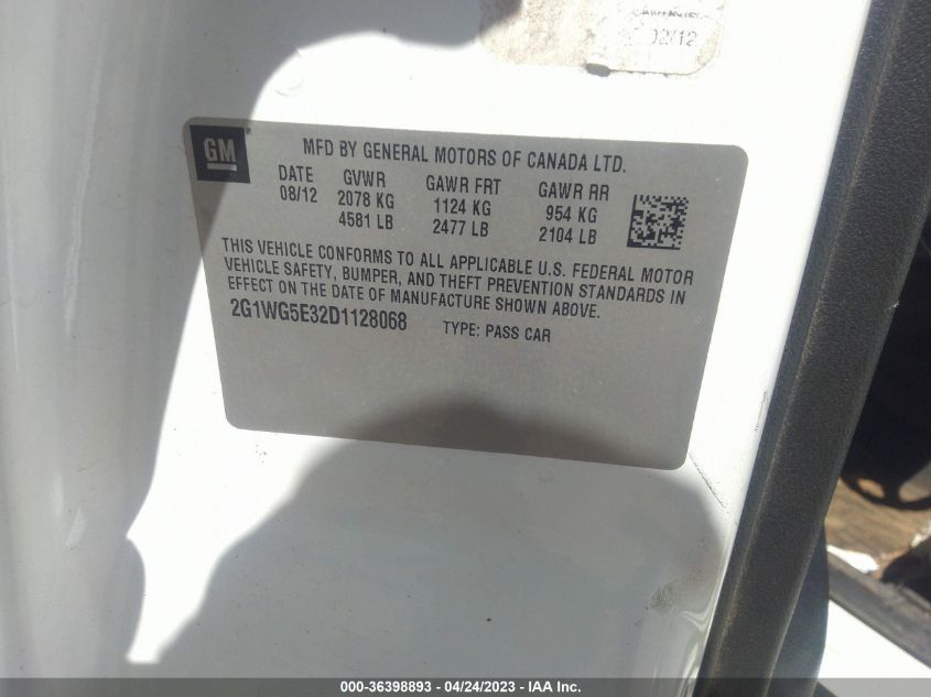 2013 CHEVROLET IMPALA LT - 2G1WG5E32D1128068