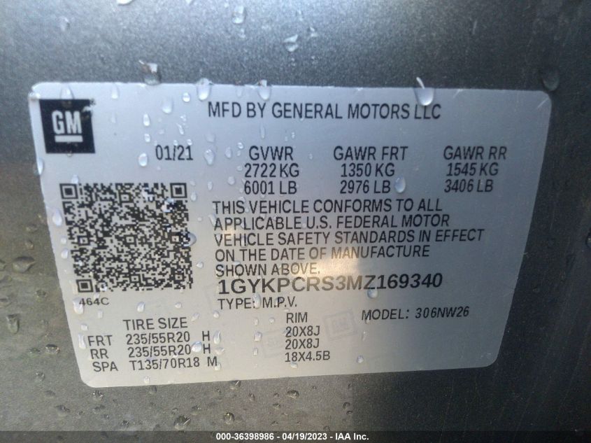 2021 CADILLAC XT6 PREMIUM LUXURY 1GYKPCRS3MZ169340