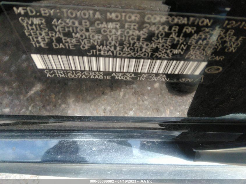 2016 LEXUS IS 200T JTHBA1D22G5017983