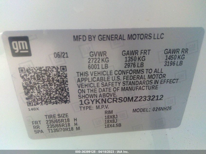 2021 CADILLAC XT5 FWD PREMIUM LUXURY - 1GYKNCRS0MZ233212