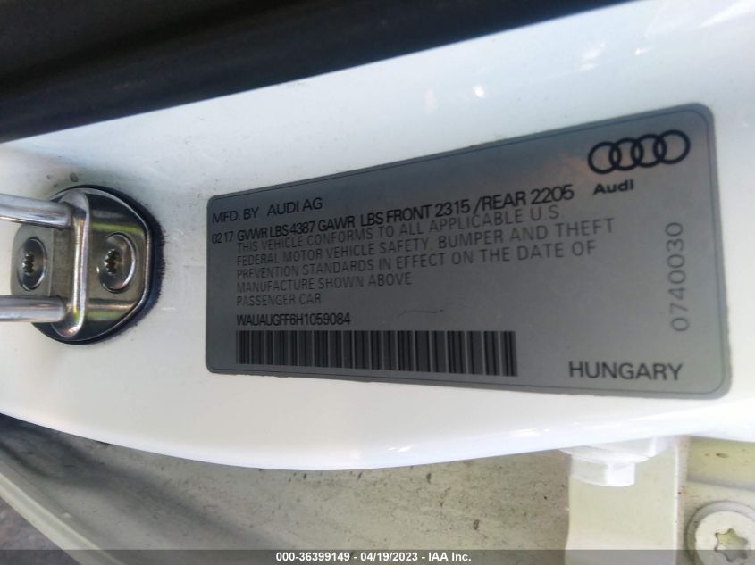 2017 AUDI A3 SEDAN PREMIUM - WAUAUGFF6H1059084