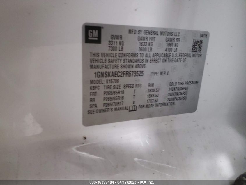 2015 CHEVROLET TAHOE LS - 1GNSKAEC2FR673525