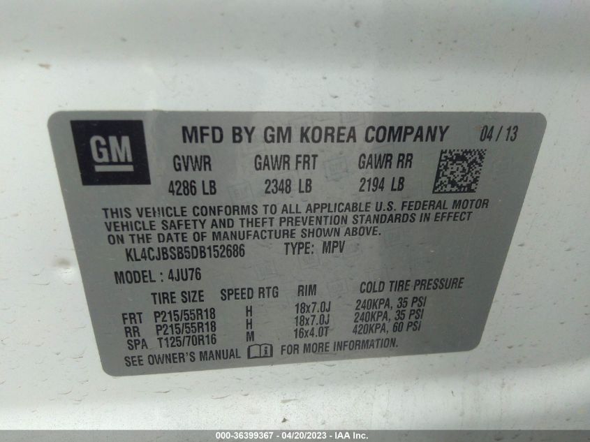2013 BUICK ENCORE CONVENIENCE - KL4CJBSB5DB152686