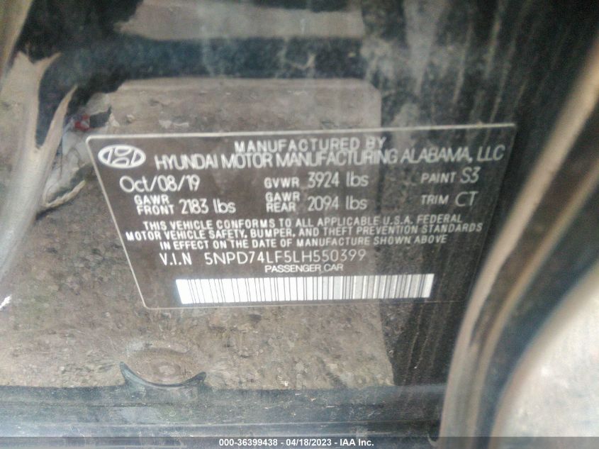 2020 HYUNDAI ELANTRA SE - 5NPD74LF5LH550399
