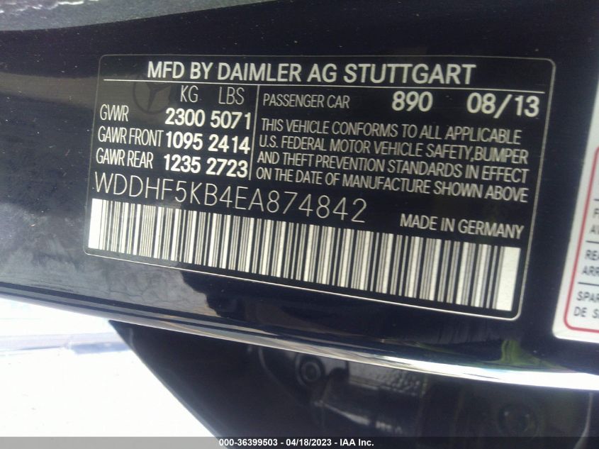 2014 MERCEDES-BENZ E-CLASS E 350 - WDDHF5KB4EA874842