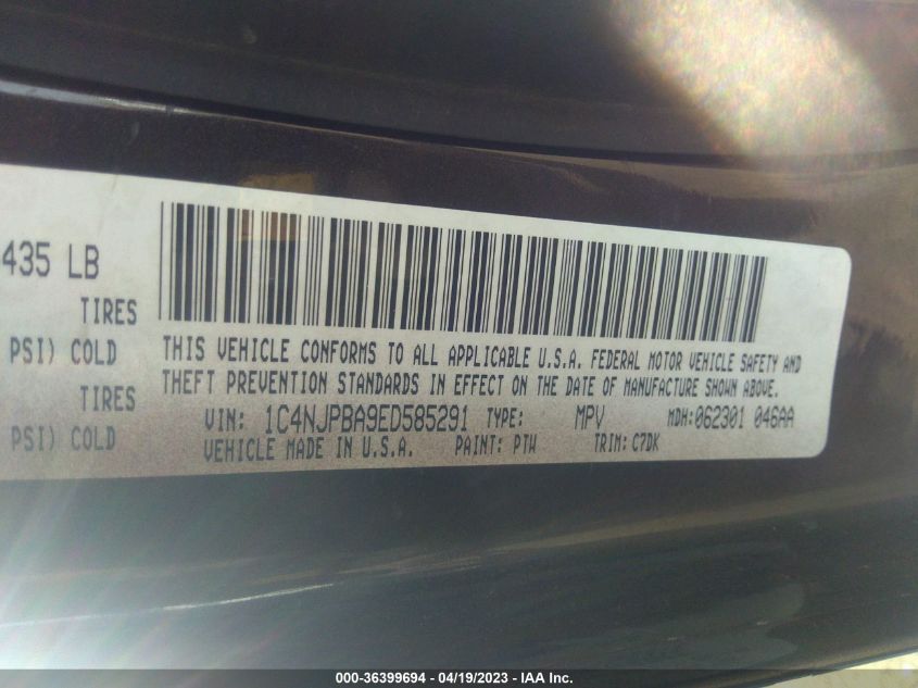 2014 JEEP PATRIOT SPORT - 1C4NJPBA9ED585291