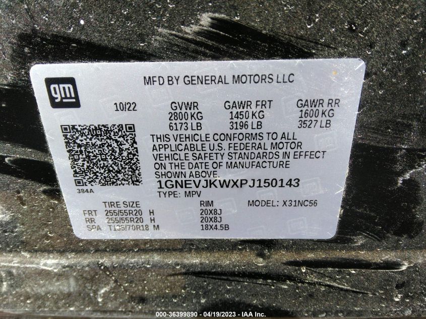 2023 CHEVROLET TRAVERSE RS - 1GNEVJKWXPJ150143