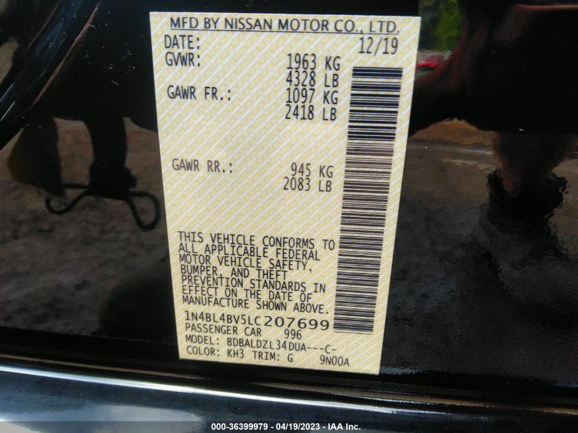 2020 NISSAN ALTIMA 2.5 S - 1N4BL4BV5LC207699