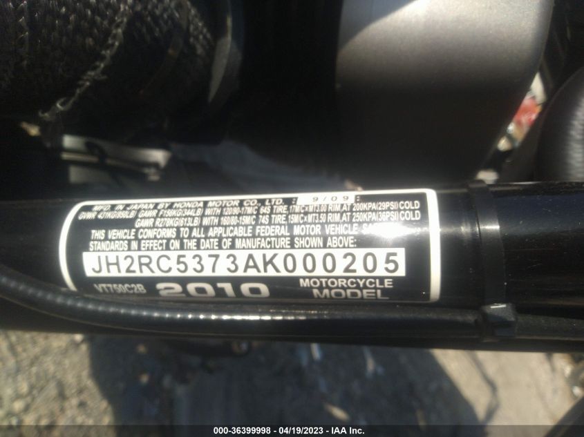 2010 HONDA VT750 C2B - JH2RC5373AK000205