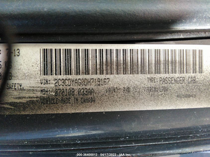 2013 DODGE CHALLENGER SXT - 2C3CDYAG0DH719167