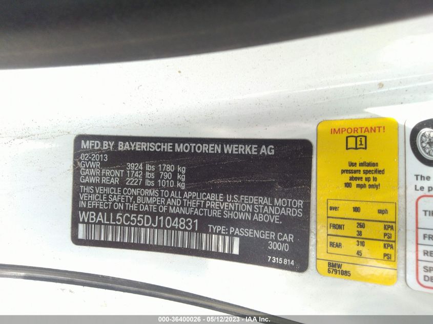 2013 BMW Z4 SDRIVE28I WBALL5C55DJ104831