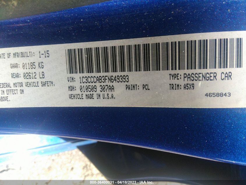 2015 CHRYSLER 200 LIMITED - 1C3CCCAB3FN649393
