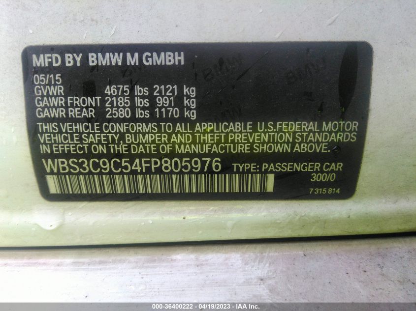 2015 BMW M3 - WBS3C9C54FP805976