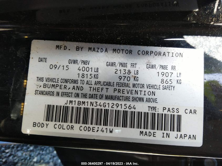 2016 MAZDA MAZDA3 S GRAND TOURING - JM1BM1N34G1291564
