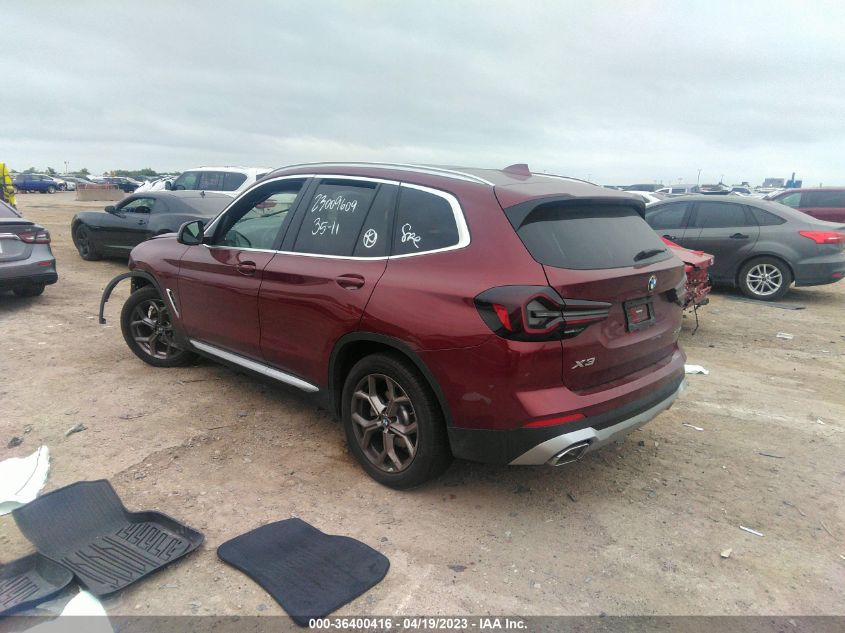 2022 BMW X3 XDRIVE30I - 5UX53DP06N9M56225