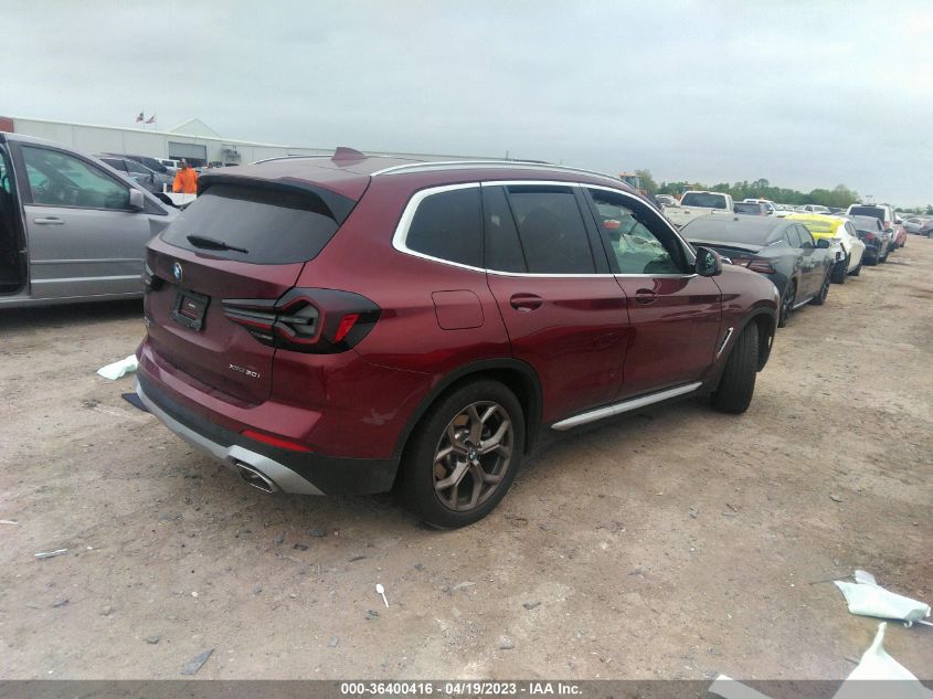 2022 BMW X3 XDRIVE30I - 5UX53DP06N9M56225