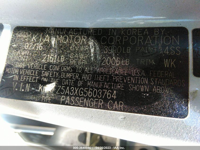 2016 KIA FORTE 5-DOOR SX - KNAFZ5A3XG5603764