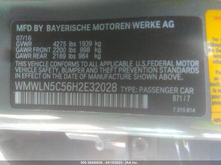 2017 MINI CLUBMAN COOPER WMWLN5C56H2E32028