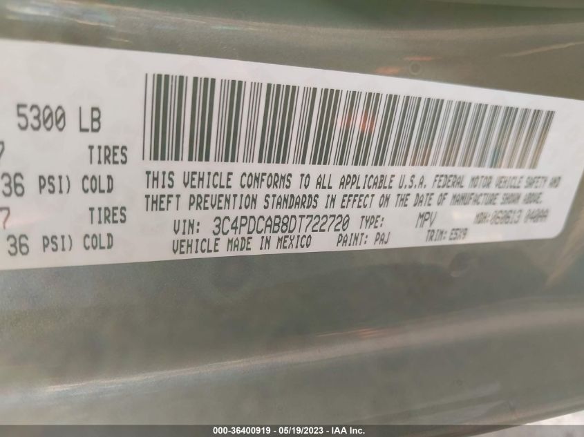 2013 DODGE JOURNEY AMERICAN VALUE PKG - 3C4PDCAB8DT722720