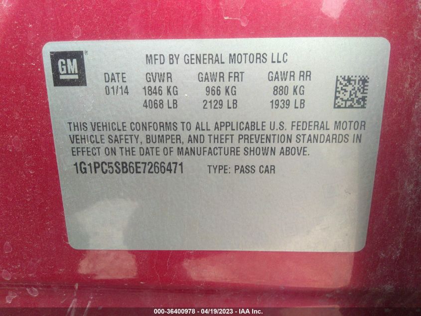 2014 CHEVROLET CRUZE 1LT - 1G1PC5SB6E7266471
