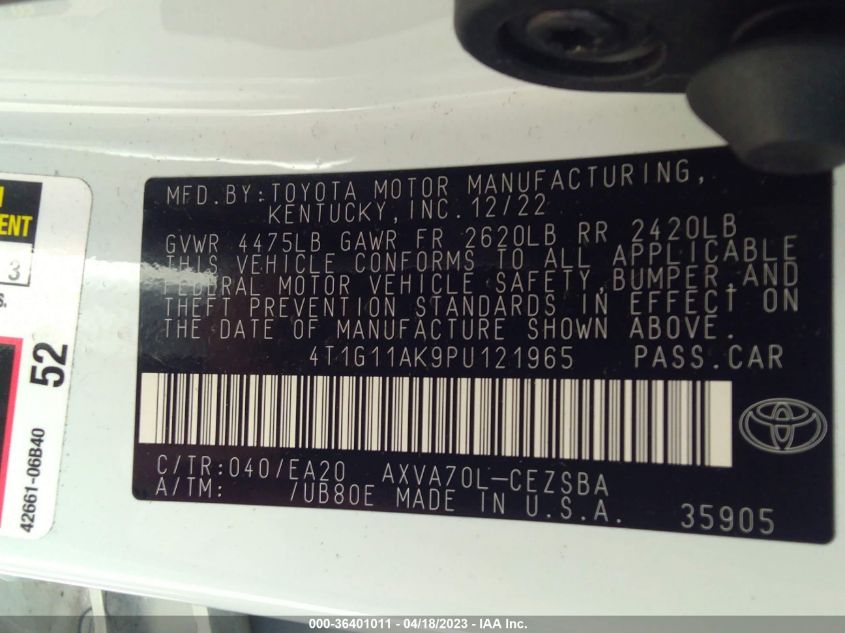 2023 TOYOTA CAMRY SE/SE NIGHTSHADE - 4T1G11AK9PU121965