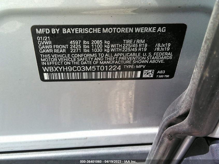 2021 BMW X2 SDRIVE28I - WBXYH9C03M5T01224