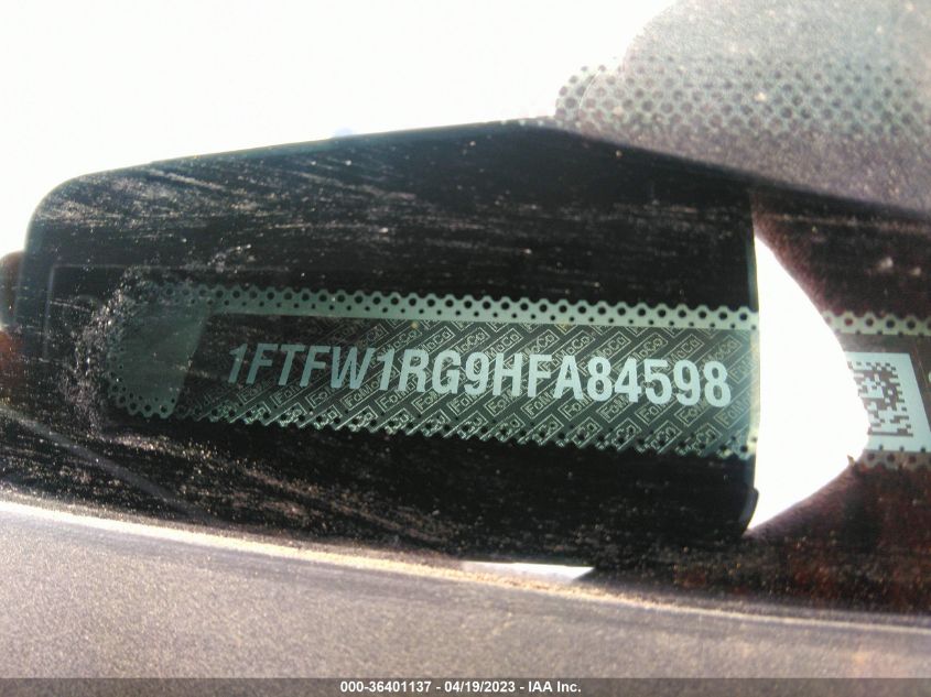 2017 FORD F-150 RAPTOR - 1FTFW1RG9HFA84598