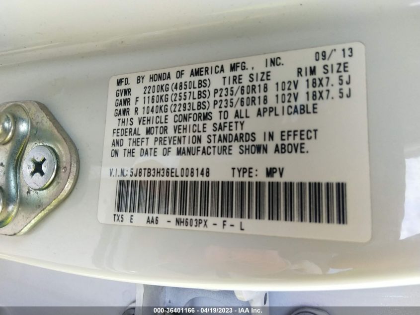 2014 ACURA RDX - 5J8TB3H36EL008148