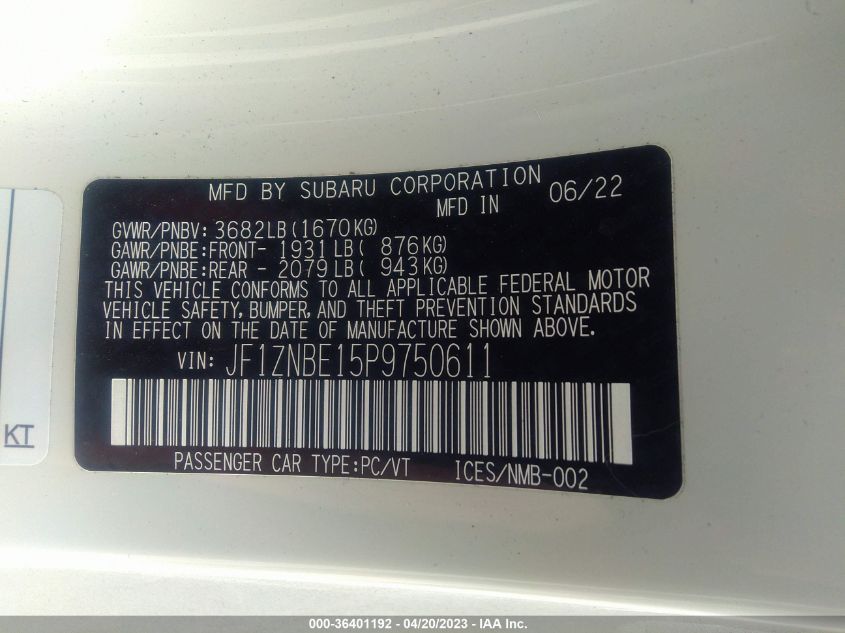 2023 TOYOTA GR86 PREMIUM JF1ZNBE15P9750611