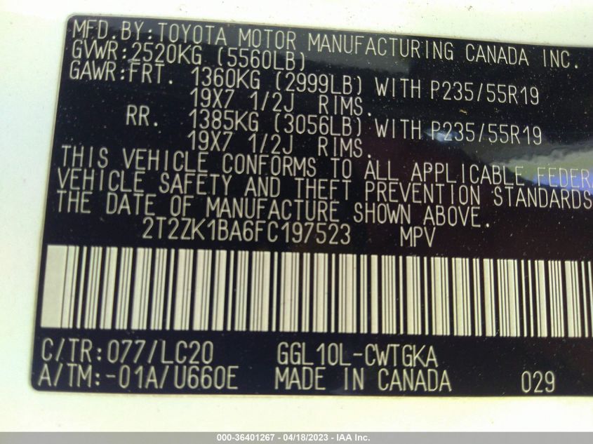 2015 LEXUS RX 350 - 2T2ZK1BA6FC197523