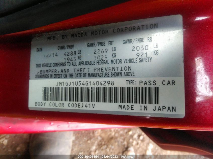 2016 MAZDA MAZDA6 I SPORT - JM1GJ1U54G1404298