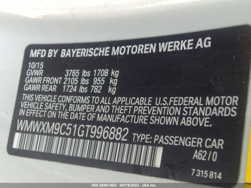 2016 MINI COOPER HARDTOP JOHN COOPER WORKS - WMWXM9C51GT996882