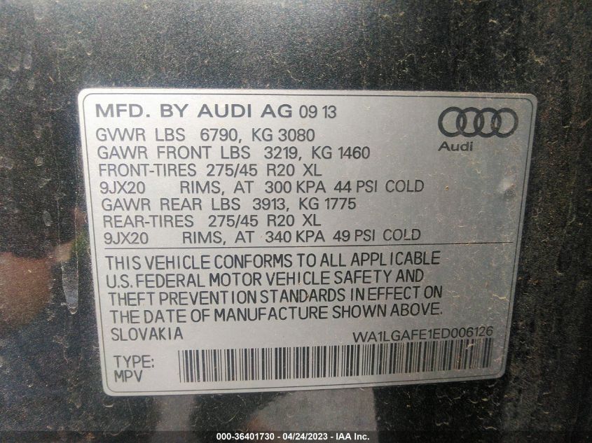 2014 AUDI Q7 3.0T PREMIUM PLUS - WA1LGAFE1ED006126