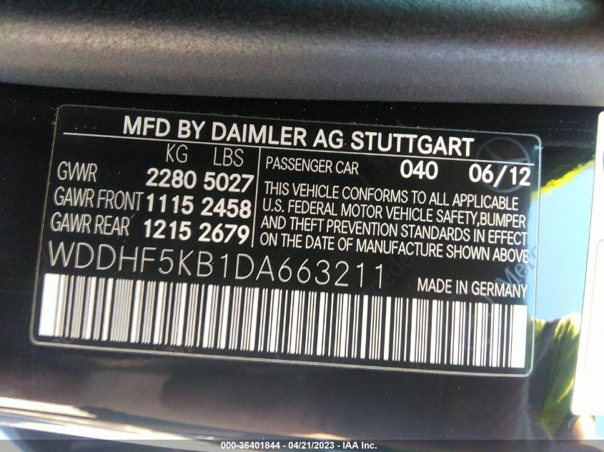 2013 MERCEDES-BENZ E-CLASS E 350 - WDDHF5KB1DA663211