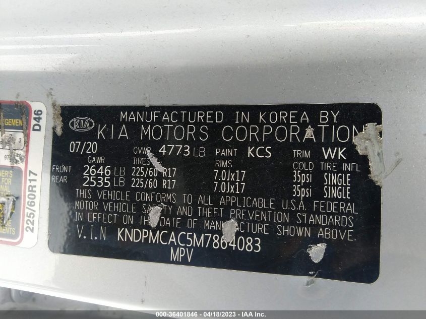 2021 KIA SPORTAGE LX - KNDPMCAC5M7864083