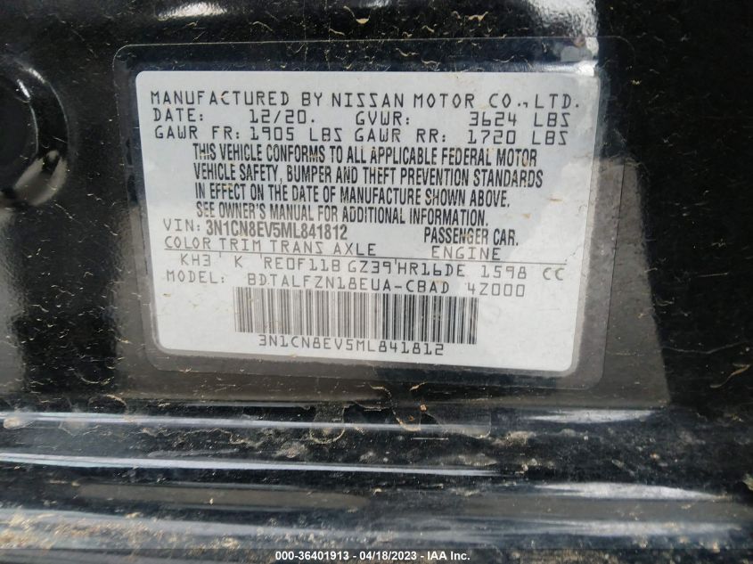 2021 NISSAN VERSA SV - 3N1CN8EV5ML841812