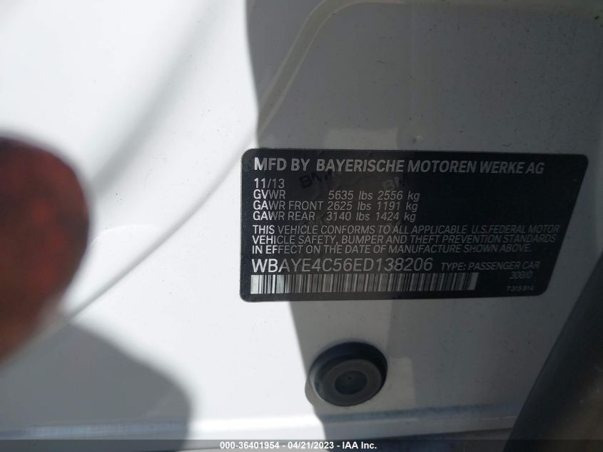 2014 BMW 7 SERIES 740LI - WBAYE4C56ED138206