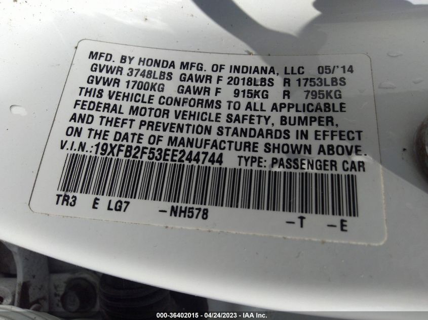 2014 HONDA CIVIC SEDAN LX - 19XFB2F53EE244744
