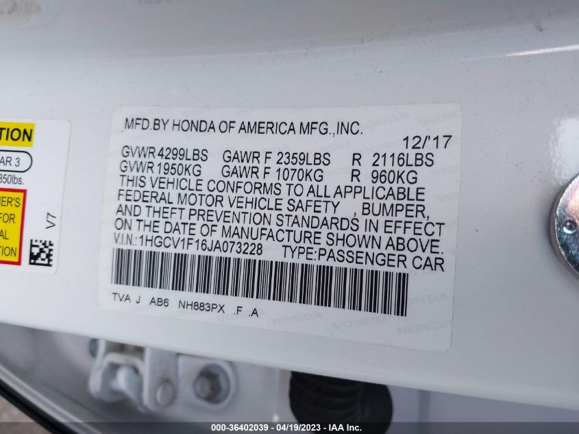 2018 HONDA ACCORD SEDAN LX 1.5T - 1HGCV1F16JA073228
