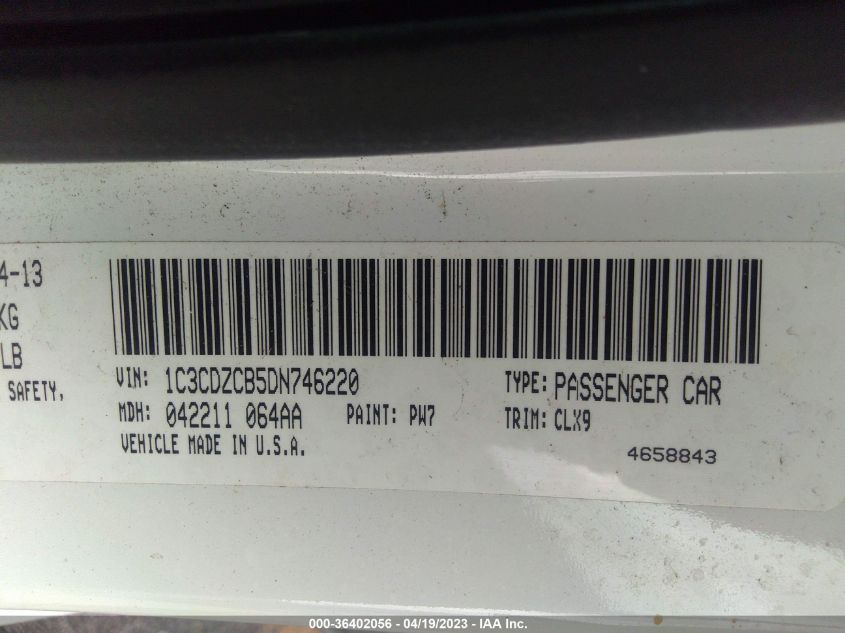 2013 DODGE AVENGER SXT - 1C3CDZCB5DN746220
