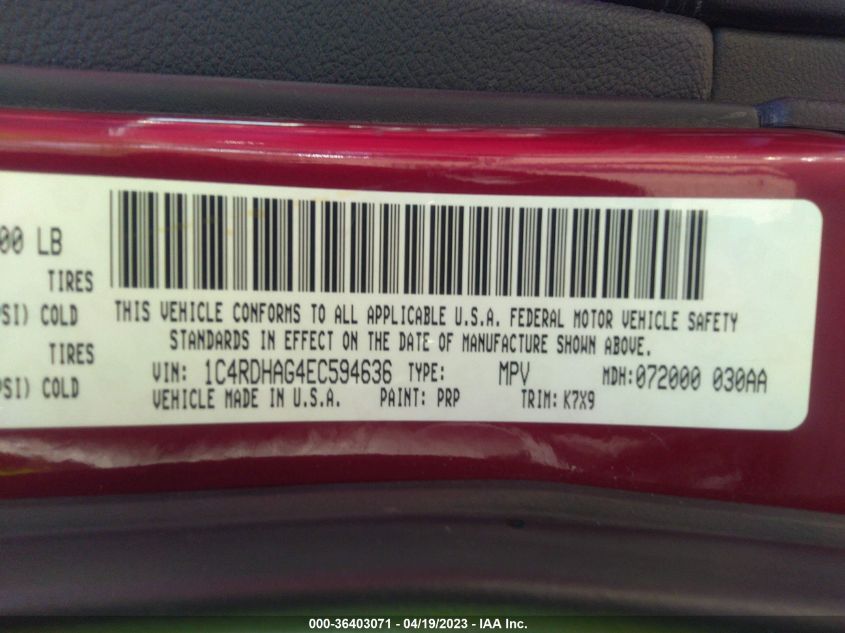 2014 DODGE DURANGO SXT - 1C4RDHAG4EC594636