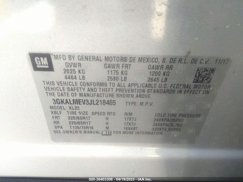 2018 GMC TERRAIN SLE - 3GKALMEV3JL218465