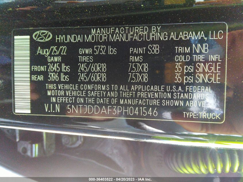 2023 HYUNDAI SANTA CRUZ SEL PREMIUM 5NTJDDAF3PH041546