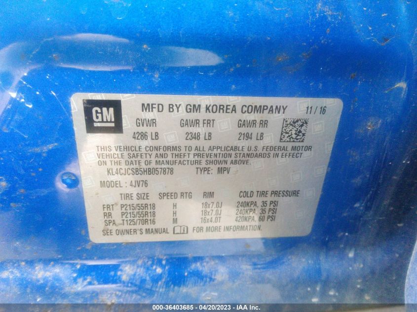 2017 BUICK ENCORE ESSENCE - KL4CJCSB5HB057878