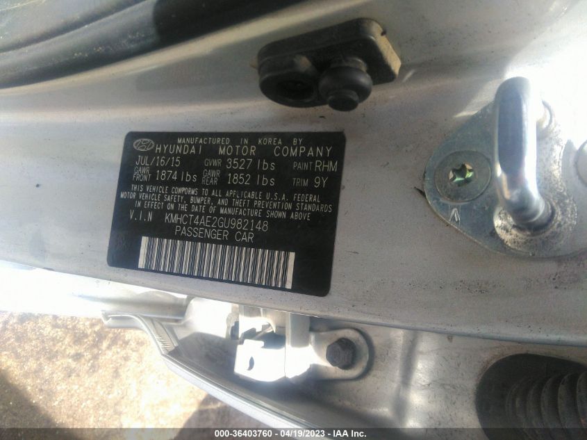 2016 HYUNDAI ACCENT SE - KMHCT4AE2GU982148