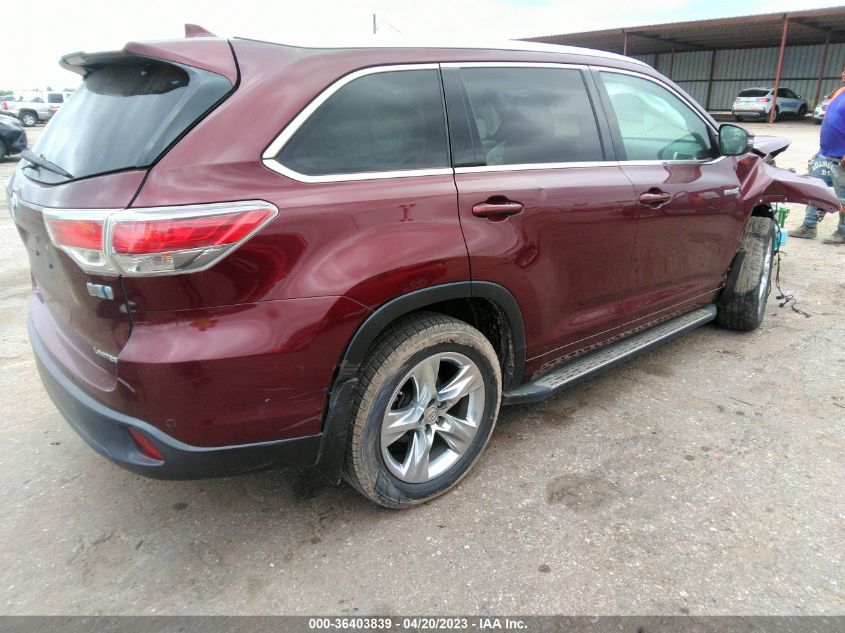 2015 TOYOTA HIGHLANDER HYBRID LIMITED - 5TDDCRFH9FS008954